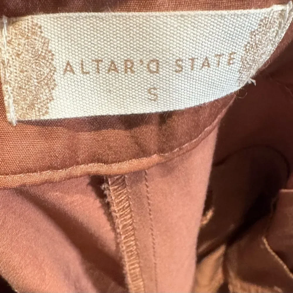 Altar’d State russet rust satin sheen wide leg trouser pant size small NWT